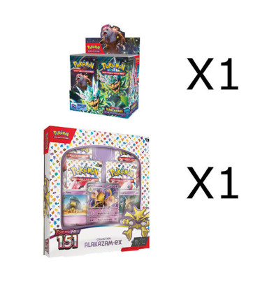 BUNDLE 1 COFFRETS ALAKAZAM EV3.5 + 1 DISPLAY EV06 / CARTE POKEMON VF