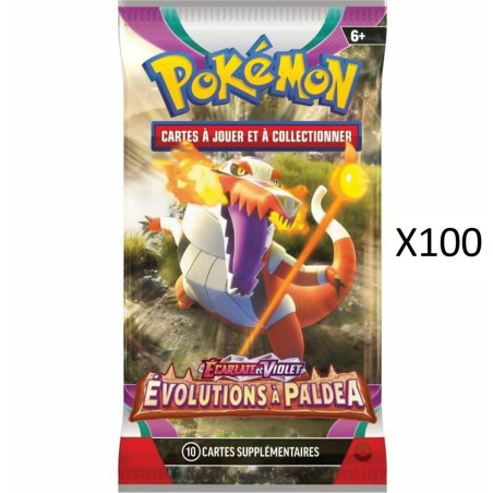 LOT DE 100 BOOSTERS EVOLUTIONS A PALDEA EV02 / CARTE POKEMON VF