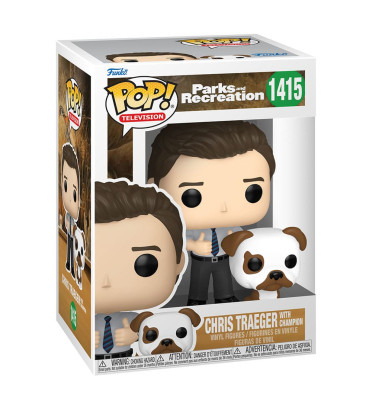 CHRIS TRAEGER WITH CHAMPION / PARKS AND RECREATION / FIGURINE FUNKO POP