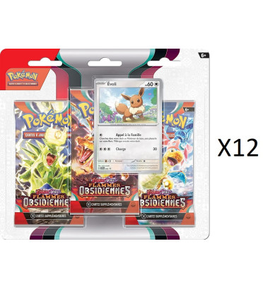 CASE DE 12 TRI PACK FLAMMES OBSIDIENNES / CARTE POKEMON VF