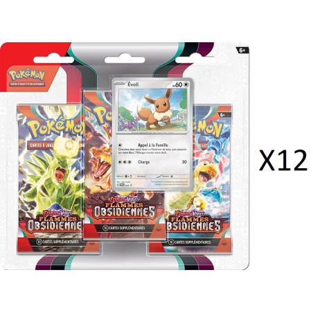 CASE DE 12 TRI PACK FLAMMES OBSIDIENNES / CARTE POKEMON VF