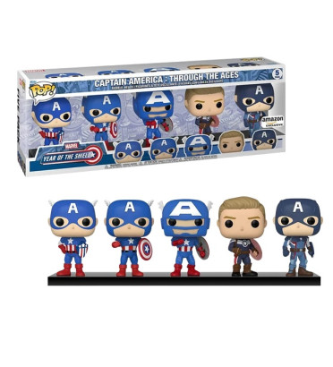 5 PACK CAPTAIN AMERICA / CAPTAIN AMERICA THROUGH THE AGE / FIGURINE FUNKO POP / EXCLUSIVE AMAZON