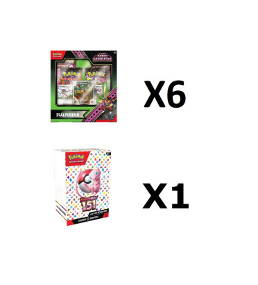 BUNDLE 6 COFFRETS SCALPEREUR + 1 LOT DE 6 BOOSTERS 151 / CARTE POKEMON VF